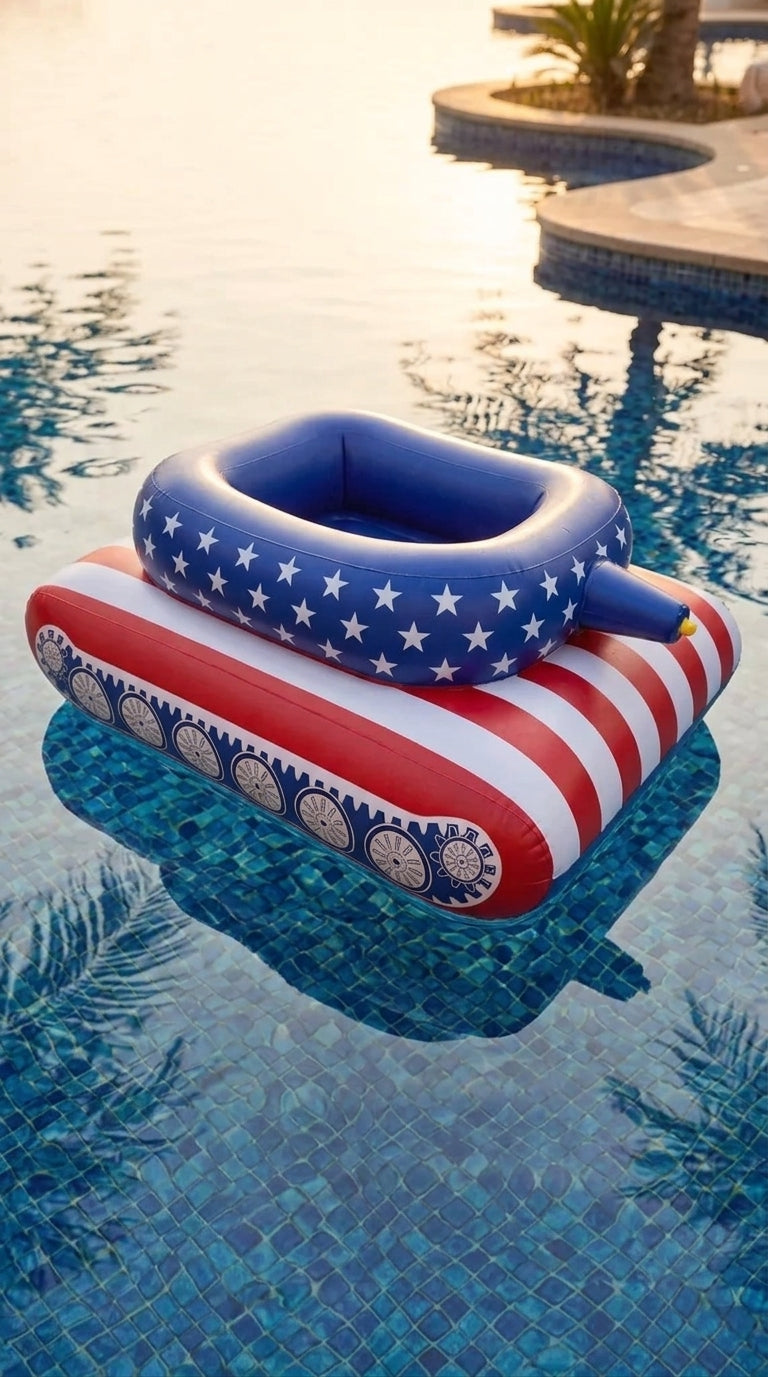 BattleFloat - American Flag Tank Inflatable Pool Float (Adult Size)