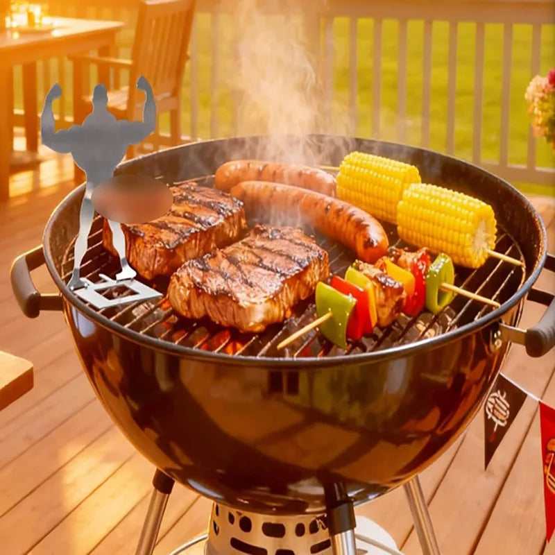 Funny BBQ Strongman Sausage Holder | Stainless Steel Hot Dog Grill Stand